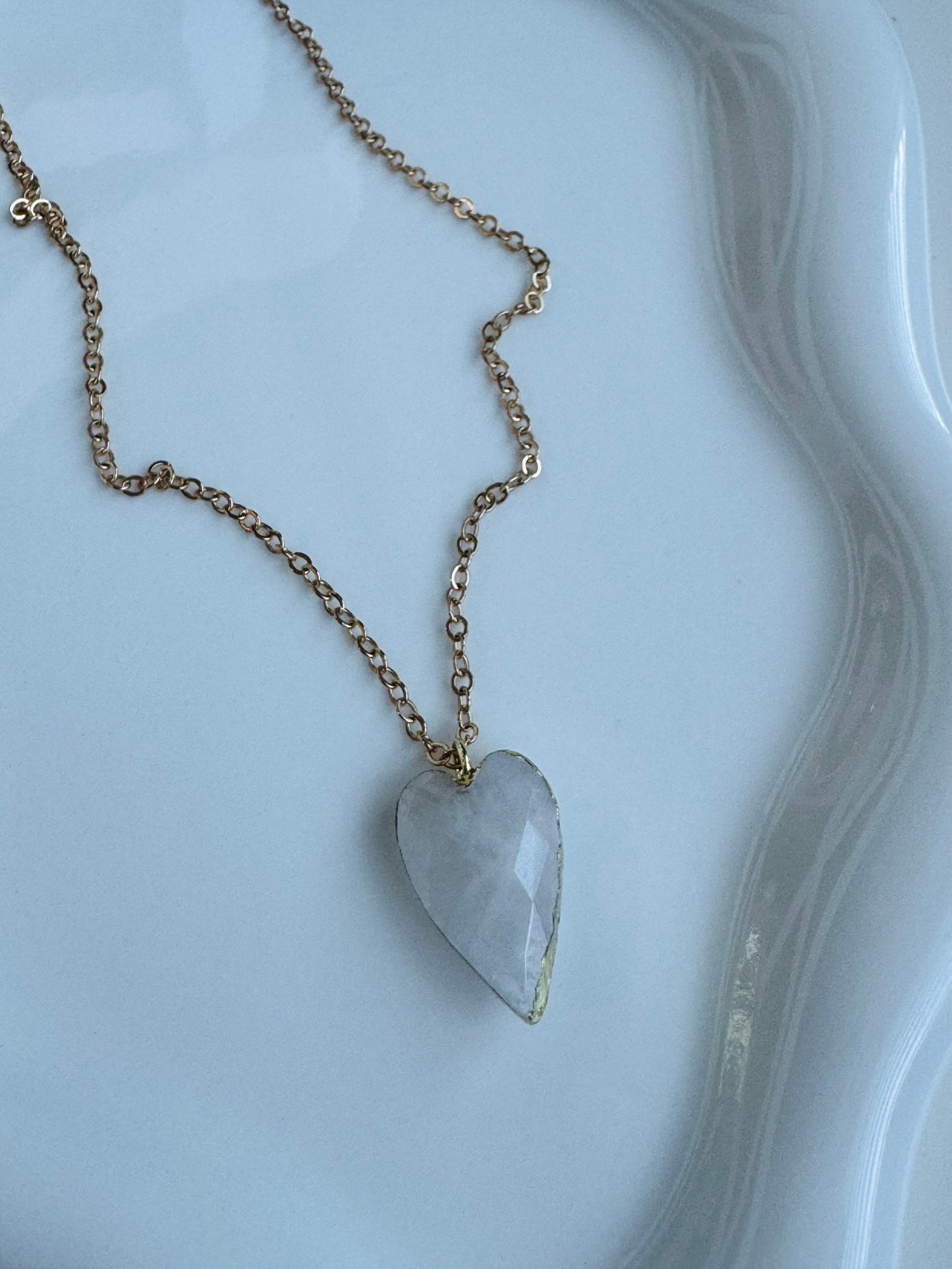 Quartz Hear Chain Necklace