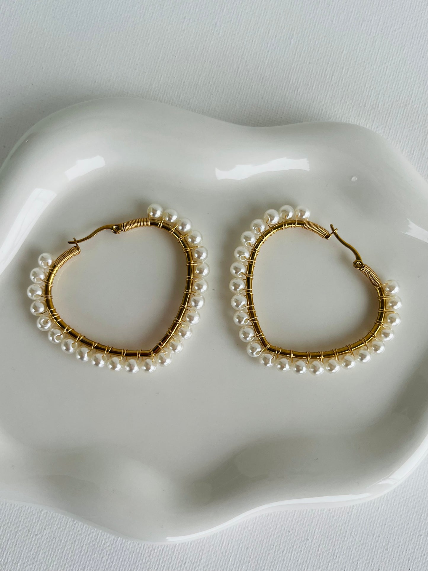 Pearl Heart Earrings