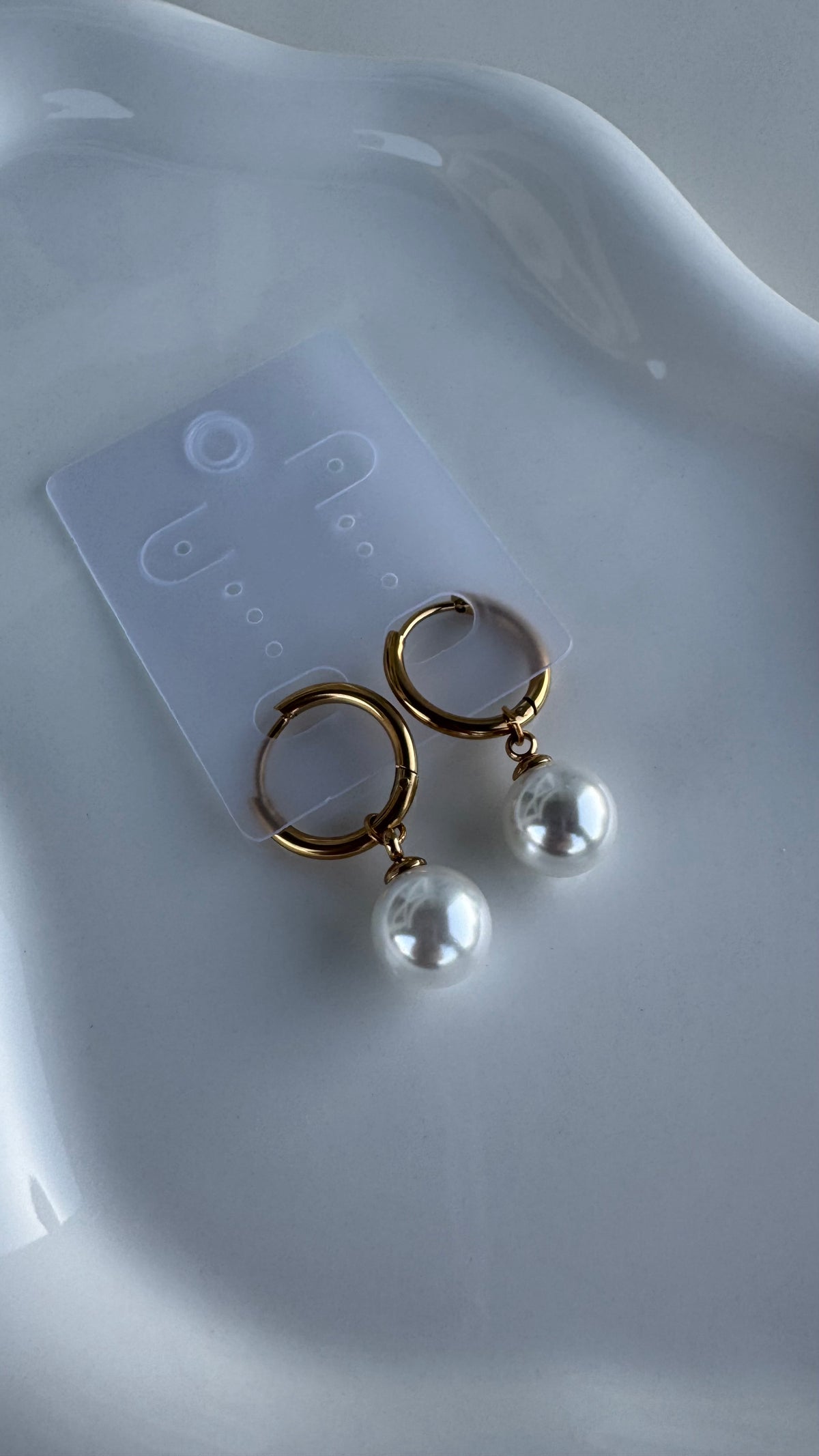 Gold Pearl Hoop