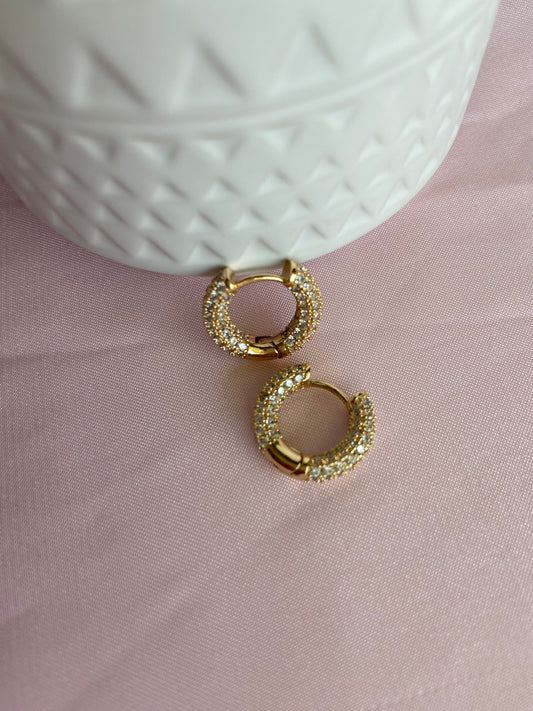 Golden crystal hoops